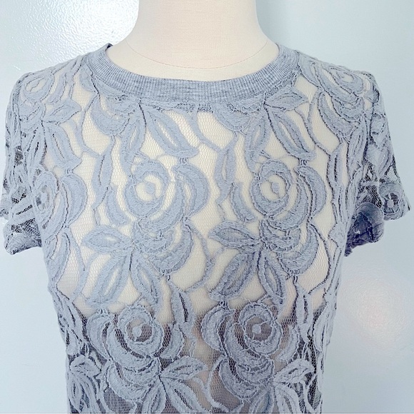 Anthropologie Gray Sheer Shirt Dress Coverup - Picture 3 of 5